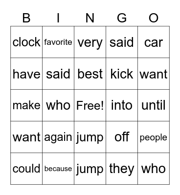 SEPTEMBER WORD WALL Bingo Card