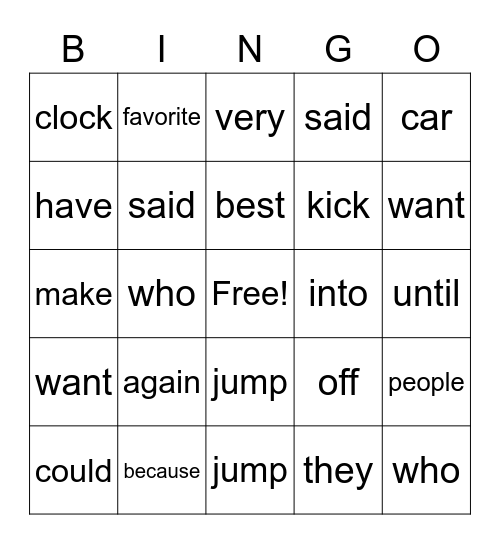 SEPTEMBER WORD WALL Bingo Card
