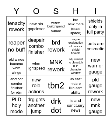 Copium Letter Bingo Card