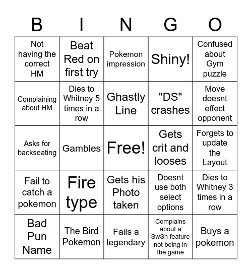 Bumbler Bingo Card