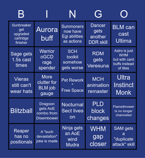 Endwalker Live Letter Bingo Card