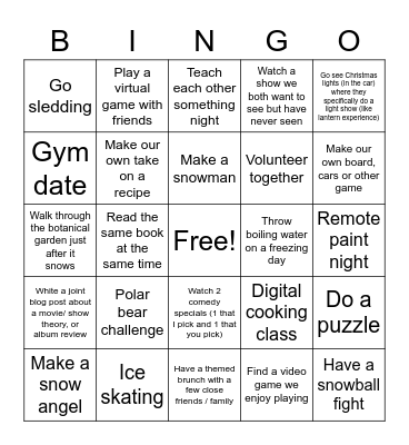 Winter Date Bingo Card