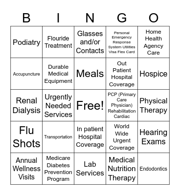 Medicare Bingo Card