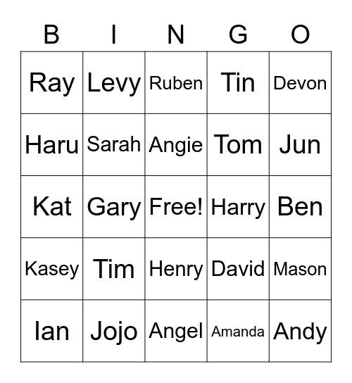 GPQ DCs Bingo Card