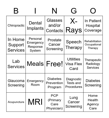 Medicare Bingo Card