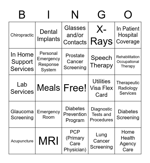 Medicare Bingo Card