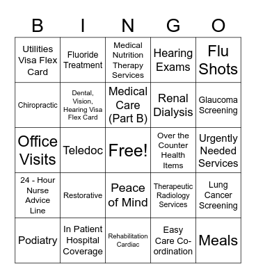 Medicare Bingo Card