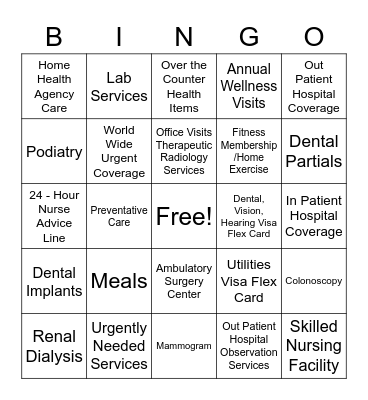 Medicare Bingo Card