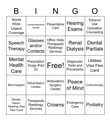 Medicare Bingo Card