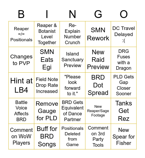 Live Letter LXVI Bingo Card