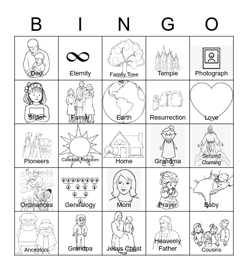 Family History Bingo Card