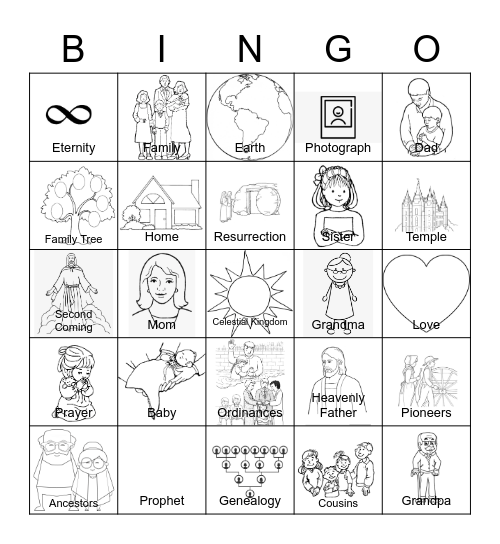 Family History Bingo Card