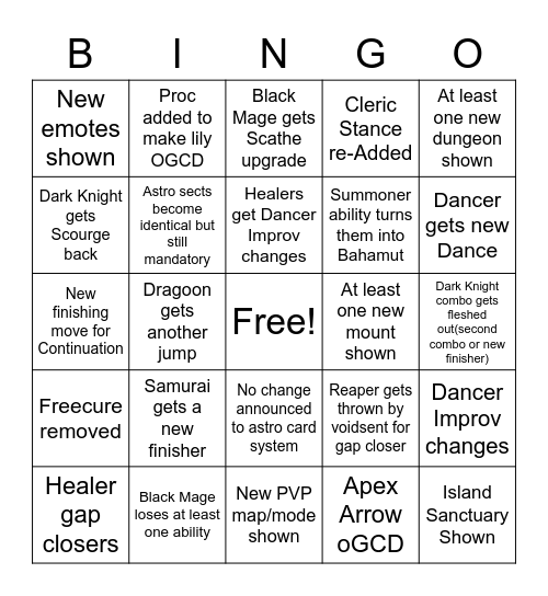 FFXIV live letter (M500) Bingo Card