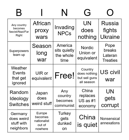 DN Season Bingo! Bingo Card