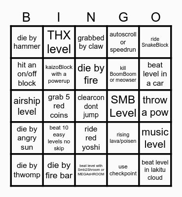 SUPER MARIO MAKER Bingo Card