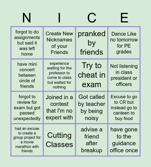 Personality Bingo Card Bingo Card