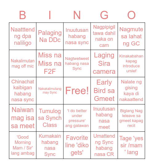 10 Honesty Bingo Card