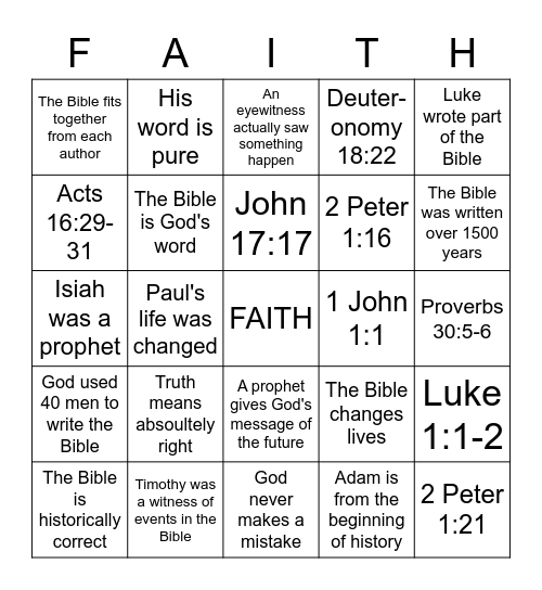 How Do We Know the Bible Is True Bingo Card