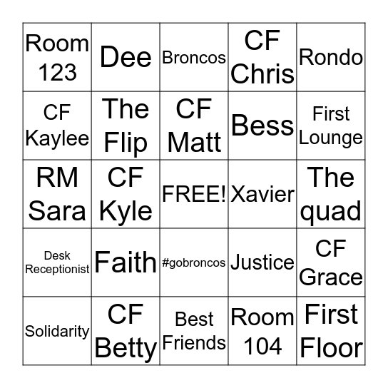 XAVIER BINGO Card