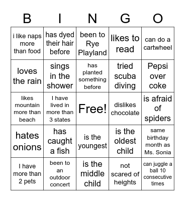 PTK Party Bingo Card