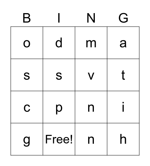 ABC Bingo-12 Bingo Card