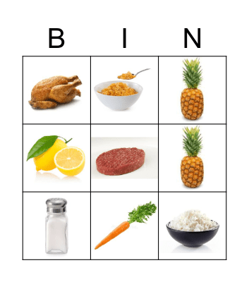 FOOD 2 Bingo Card