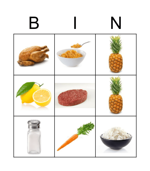 FOOD 2 Bingo Card