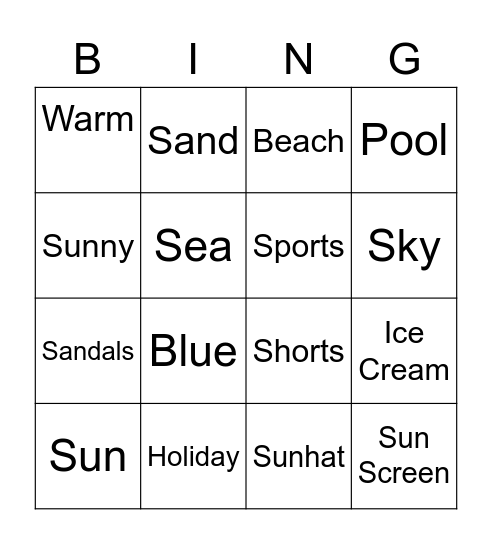 HOLIDAYS Bingo Card