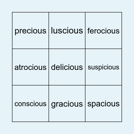 cious ending BINGO! Bingo Card