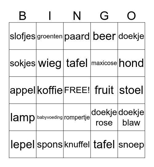 Baby bingo! Bingo Card