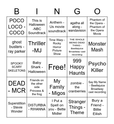 halllllllooooweeeen Bingo Card