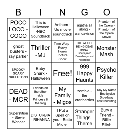 halllllllooooweeeen Bingo Card