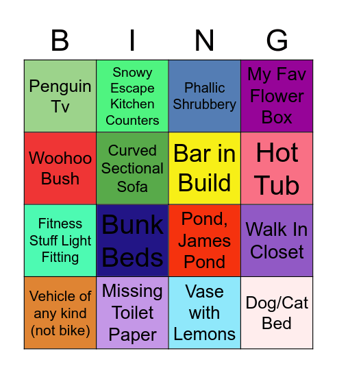 Sims Shell Bingo Card