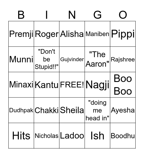 Xmas 2012 Bingo Card