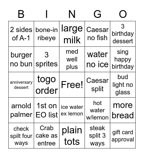 SATURDAY NIGHT BINGO Card