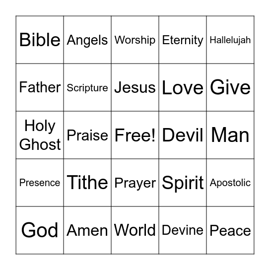 Service  Bingo! Bingo Card
