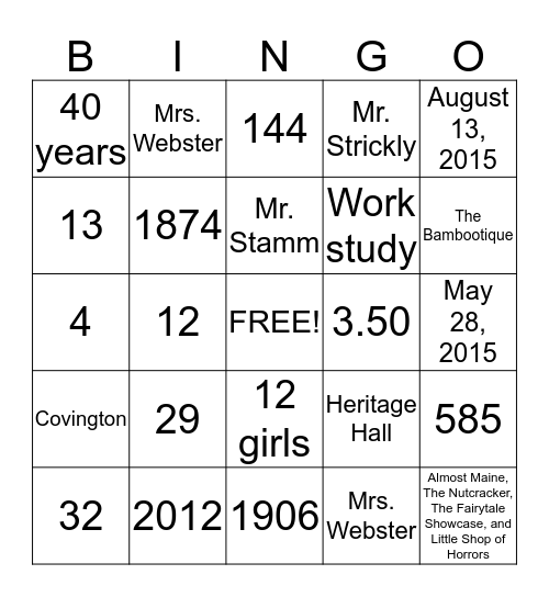 NDA Bingo  Bingo Card