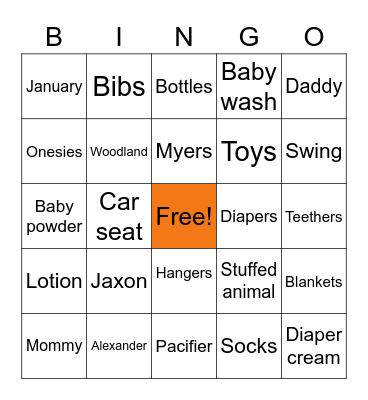 BABY SHOWER Bingo Card