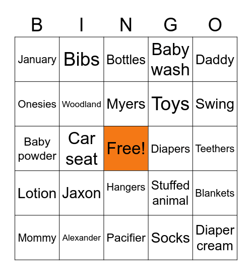 BABY SHOWER Bingo Card