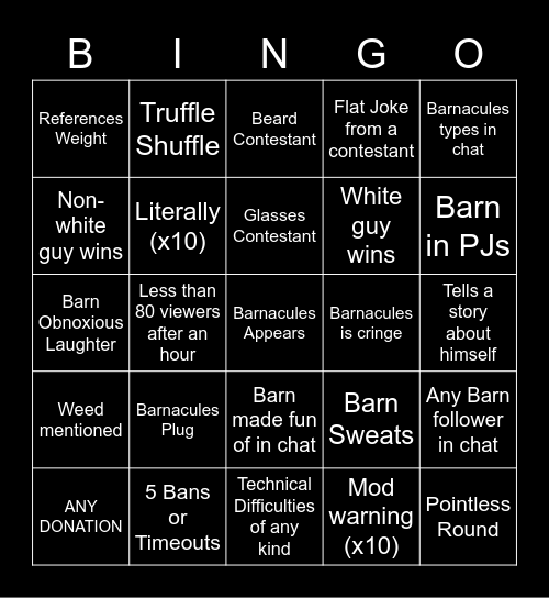 oiyah Bingo Card