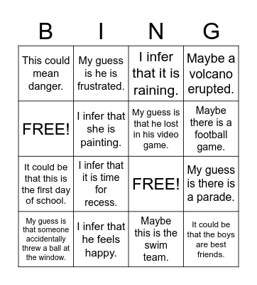 Let's Inference! Bingo Card
