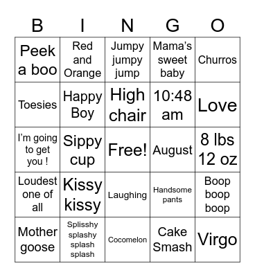 Jameson’s Birthday Bingo Card