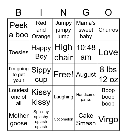 Jameson’s Birthday Bingo Card