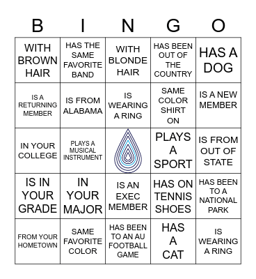 STUDENTS FOR CLEAN WATER Bingo Card