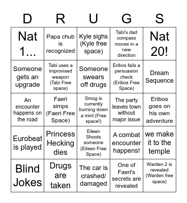 Session 34: On the road again! Bingo Card