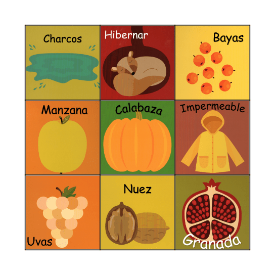 El otoño Bingo Card