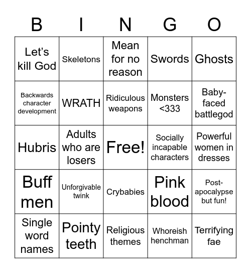 So You’re a Mari Character/Story Bingo Card
