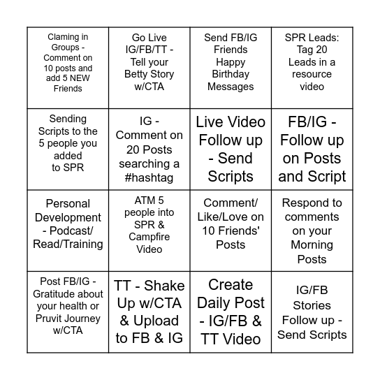 Rank 1 - DMOs Bingo Card