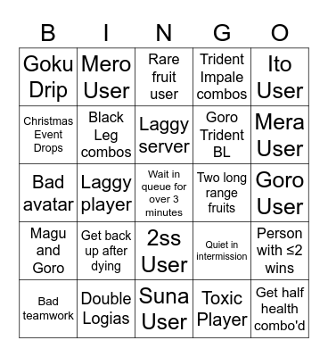 GPO 2v2s Bingo Card