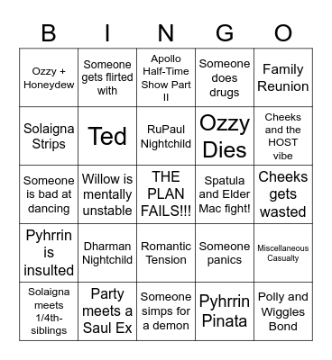 Winter's Ball Bingo Card
